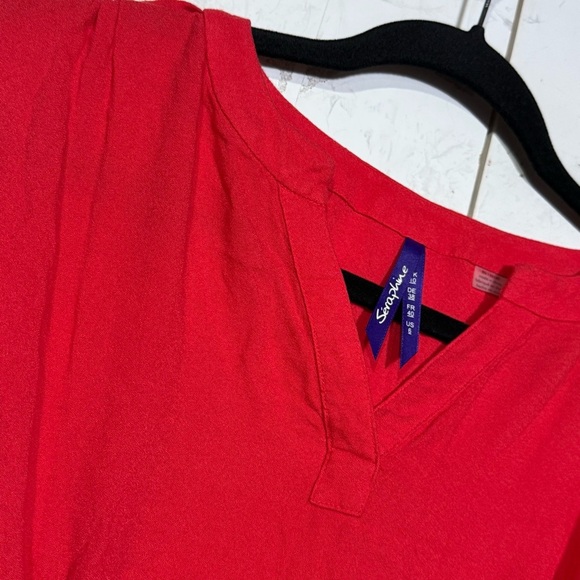 Seraphine Coral Belted Maternity Dress Woven Viscose Size 6 Short Sleeve - Picture 14 of 15